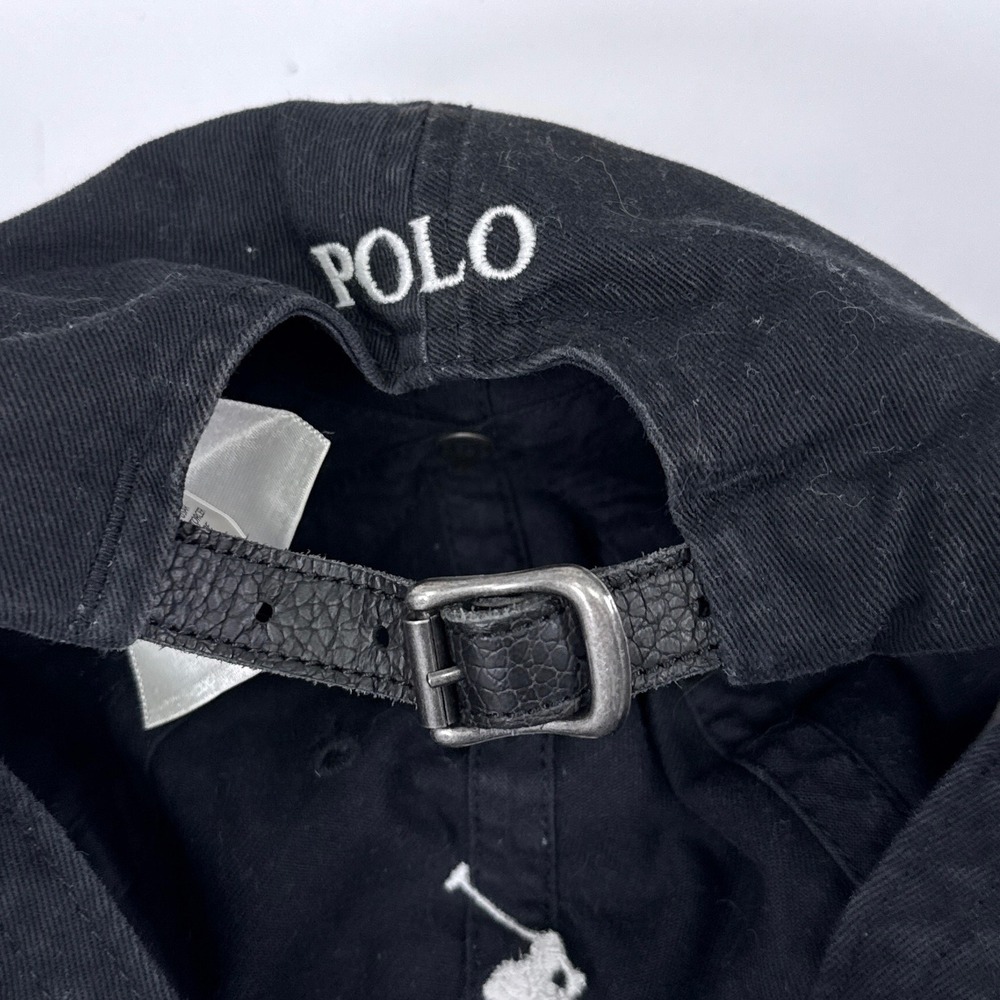 Polo Ralph Lauren Big Pony Cap Hat Mens One Size Fits All Black Leather Strap - Picture 6 of 7